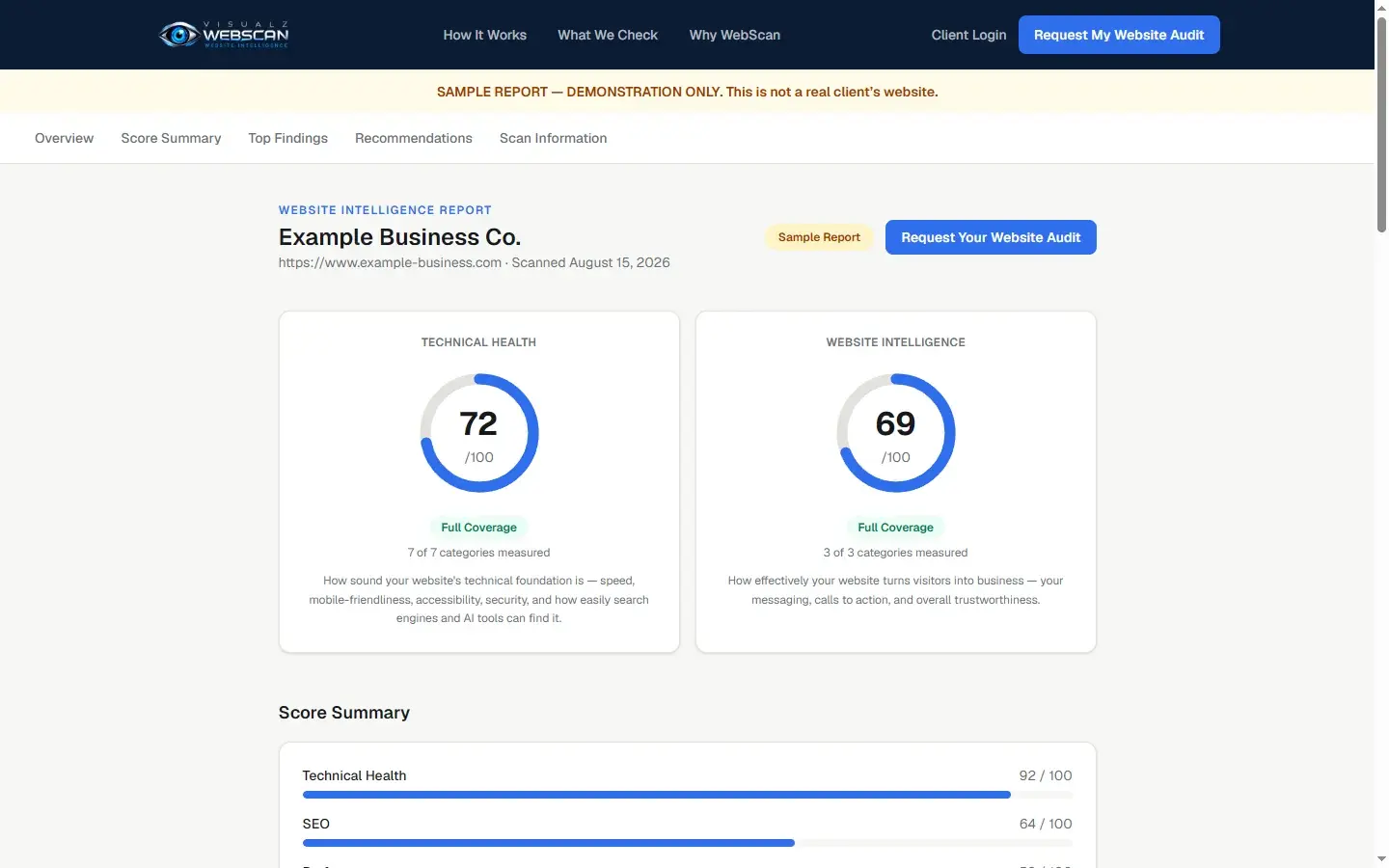Visualz WebScan public sample report